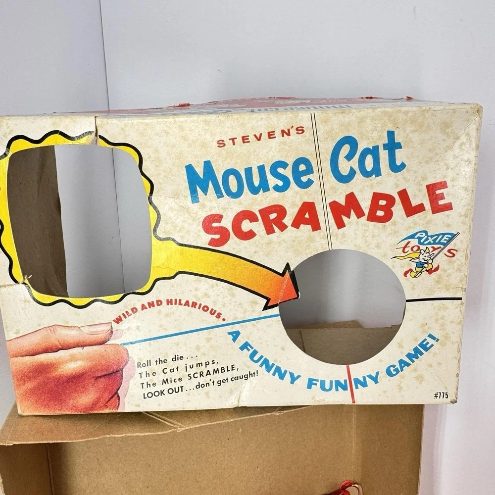 Vintage‎ Mouse Cat Scramble Game 1966 Steven Pixie Toys #775 with Box